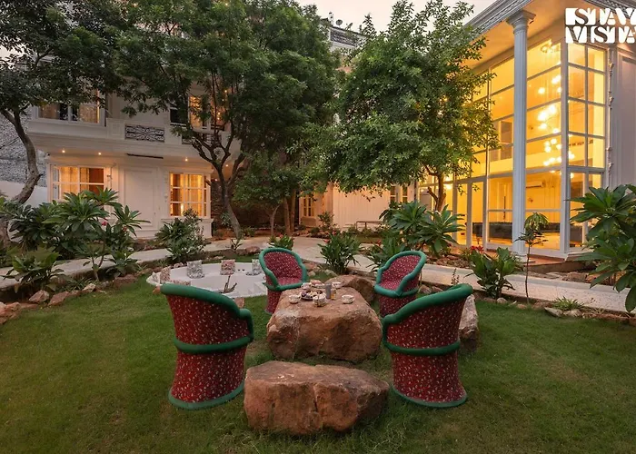 Stayvista\'S Indraj Manor - Roman-Inspired Villa With Posh Interiors, Mesmerizing Garden & Outdoor Fireplace